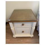 OFF WHITE 2 DRAWER NIGHTSTAND W/ WOOD TOP 25" H X