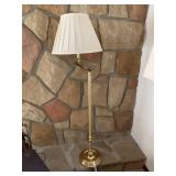 BRASS FINISH FLOOR LAMP PLEATED SHADE 56" H