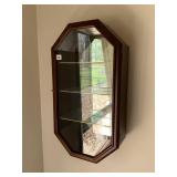 CURIO WALL CABINET MIRRORED BACK 3 SHELVES 28" H