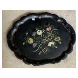 HAND PAINTED SCALLOPED EDGE TRAY WOOD 31" H X 25"