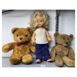 TWO TEDDY BEARS, ONE CHATTY CATHY FIND MATTEL