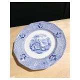 COLUMBIA PLATE 9.5" BLUE & WHITE, SOME PAINT