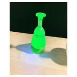 URANIUM GLASS DECANTER NO STOPPER 7" H, HAND