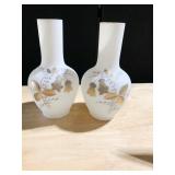 VINTAGE PR VASES, PAINTED GOLD FLOWER DESIGN,
