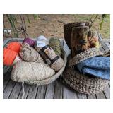 HAND MADE FABRIC BASKET AND BOWL KNITTING YARNS