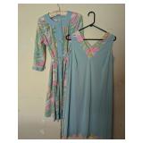 KOMAR 2 PC NYLON SLEEP GOWN AND ROBE KNEE LENGTH