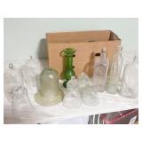 GLASS VOTIVES; 3 GLASS BOTTLES