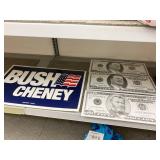 BUSH CHENEY POSTER, CARDBOARD MONEY