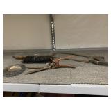 VINTAGE SAW, TRIMMERS, HAND BRUSH