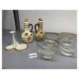 CERAMIC OIL AND VINEGAR HOLDERS, 4 GLASS DESSERT