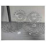 TWO GLASS DISHES, ONE GLASS DISH WITH TWO