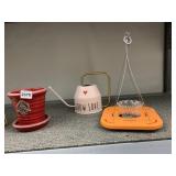 POTTERY PLANTER, WATERING CAN, HANGING CANDLE