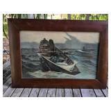 WINSLOW HOMER PRINT IN ANTIQUE WOOD FRAME 26 X 16