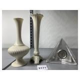TWO SMALL LENNOX VASES, ONE CRYSTAL GLASS LENNOX