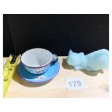 BLUE FROSTED CAT NO SIGNATURE MARK AND A BLUE