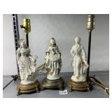 VICTORIAN PORCELAIN FIGURINES AND LAMPS