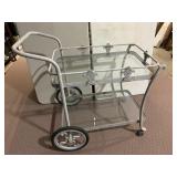 VINTAGE TEA/BAR CART 39" H TO HANDLE, 41" LONG TO
