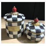 MACKENZIE- CHILDS METAL PAINTED SMALL CANISTERS