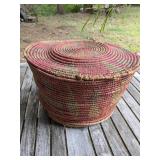 ANTIQUE RED BASKET DETACHED LID NEEDS REPAIR