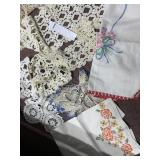 HAND DONE DOILIES, TABLE RUNNER, HAND EMBROIDERED