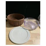 LONGABERGER BASKET WITH PLASTIC DIVIDED CONTAINER