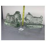 TWO CLEAR GLASS SCOTTY DOGS EXTREMELY HEAVY