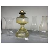 VINTAGE OIL LAMP WITH 3 HURRICANES MADE BY RISDON