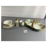 HANDLED DISH WITH MATCHING TRINKETS ALL MARKED