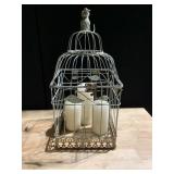 METAL BIRD CAGE WITH CANDLES 19" H