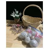BASKET, ARTIFICIAL FLOWERS, ETC.