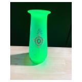 URANIUM GLASS VASE 10" HAND PAINTED
