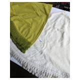 ROUND GREEN HEAVY COTTON TABLECLOTH FRINGE HEM