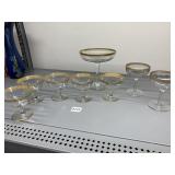 VINTAGE GOLD RIMMED CHAMPAGNE / DESSERT GLASSES