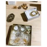 AVON PINS, TIE TACK, BEADED NECKLACE