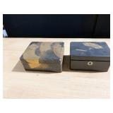 VINTAGE TRINKET BOXES, 1 MISSING SIDE OF LID