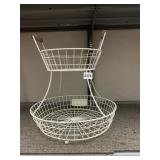 2 TIER METAL & WOOD BASKET