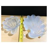 2 OPALESCENT SHELL SHAPED DISHES NO DAMAGE