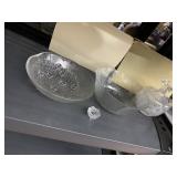 CRYSTAL PITCHER, 2 BOWLS