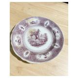 PEARL FLORANCE PLATE PURPLE TRANSFERWARE