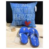 NEW SLIPPERS, PILLOW ETC.