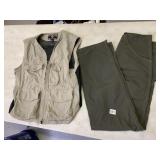 DULUTH SIZE MEDIUM VEST, 3234 RIP STOP PANTS