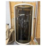 SMOKED CURVED GLASS PANEL W/ METAL FRAME