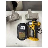DEWALT W/ 3 BATTERY NO BASE CHARGER