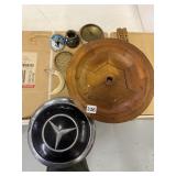 MERCEDES CAP, BRASS DISH, ETC.