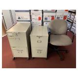 2 ROLLING FILE CABINET LIFT TOP AND CHAIR