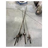 4 FISHING RODS W/ REELS SHAKESPEARE, SIGMA