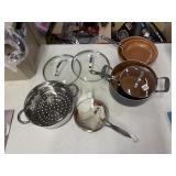 COPPER FINISH FRY PANS AND SAUCEPANS
