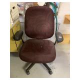 5 WHEEL OFFICE CHAIR BURGUNDY UPHOLSTERY JUST