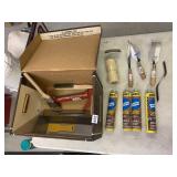 4 TUBES MORTAR REPAIR, MORTAR TOOLS, PAINT BRUSH