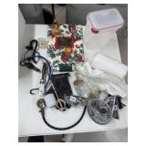 FOOD STORAGE, TRASH BAGS, CHARGERS, FAN